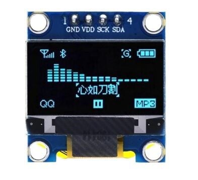 128x64 0.96 inch Oled Grafik Lcd Ekran - 4 Pin Mavi