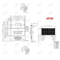 128x64 0.96 inch Oled Grafik Lcd Ekran - 4 Pin Mavi