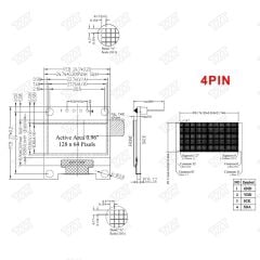 128x64 0.96 inch Oled Grafik Lcd Ekran - 4 Pin Mavi