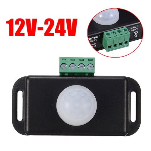Hareket Sensörü DC 12V 24V PIR Dedektör Hareket Sensörlü