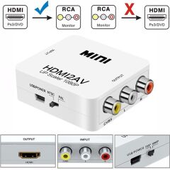 HDMI TO RCA AV/CVSB L/R Video 1080P Mini HDMI2AV HD Video Dönüştürücü