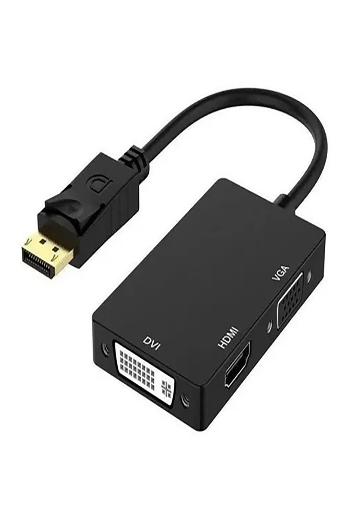 Displayport Dp - HDMI/DVI/VGA Erkek - Dişi 3'ü 1 arada Adaptör Dönüştürücü