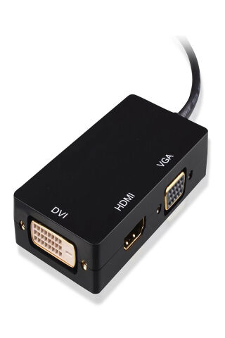 Displayport Dp - HDMI/DVI/VGA Erkek - Dişi 3'ü 1 arada Adaptör Dönüştürücü