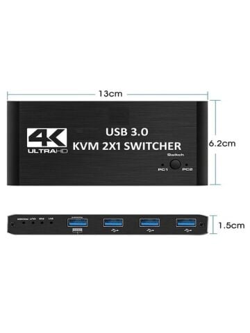 4kvm421 Kvm Switch 2x1 Hdmı 2.0 4k Ultra Hd 2160p Usb 3.0 Hdcp 2.3 Hdr10 400MHz Hız