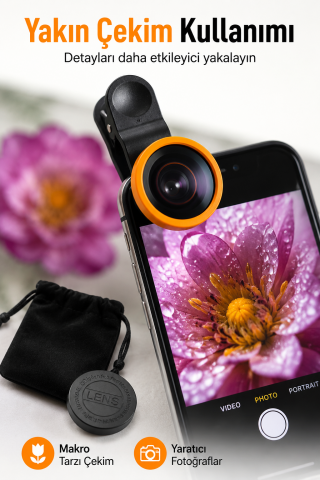 Balık Gözü Telefon Lensi Fish Eye Geniş Açılı Makro Klipsli Selfie Kamera Lensi Apple Android Uyumlu