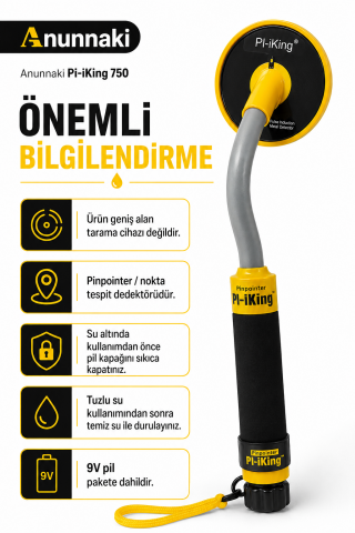 Scuba PI-iking 750 Su Geçirmez Pinpointer Metal Dedektörü 30 Metre Titreşimli Nokta Tespit Cihazı