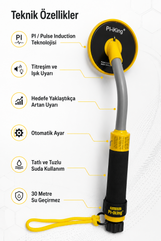 Scuba PI-iking 750 Su Geçirmez Pinpointer Metal Dedektörü 30 Metre Titreşimli Nokta Tespit Cihazı