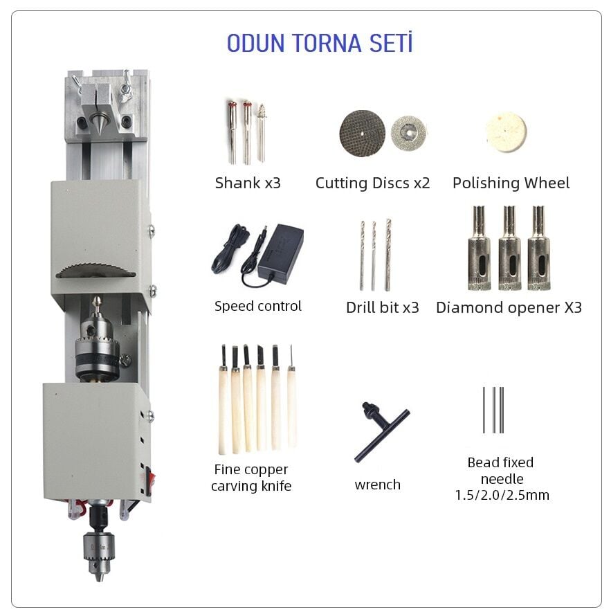 Mini Odun Torna Makinası 96W Ağaç İşleme