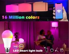 15 W WiFi Akıllı Ampul E27 LED RGB IOS Android 16 Milyon Renk Lamba
