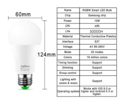 Kablosuz Kontrol Smart Ampül RGB 16 Milyon Renk IOS Android