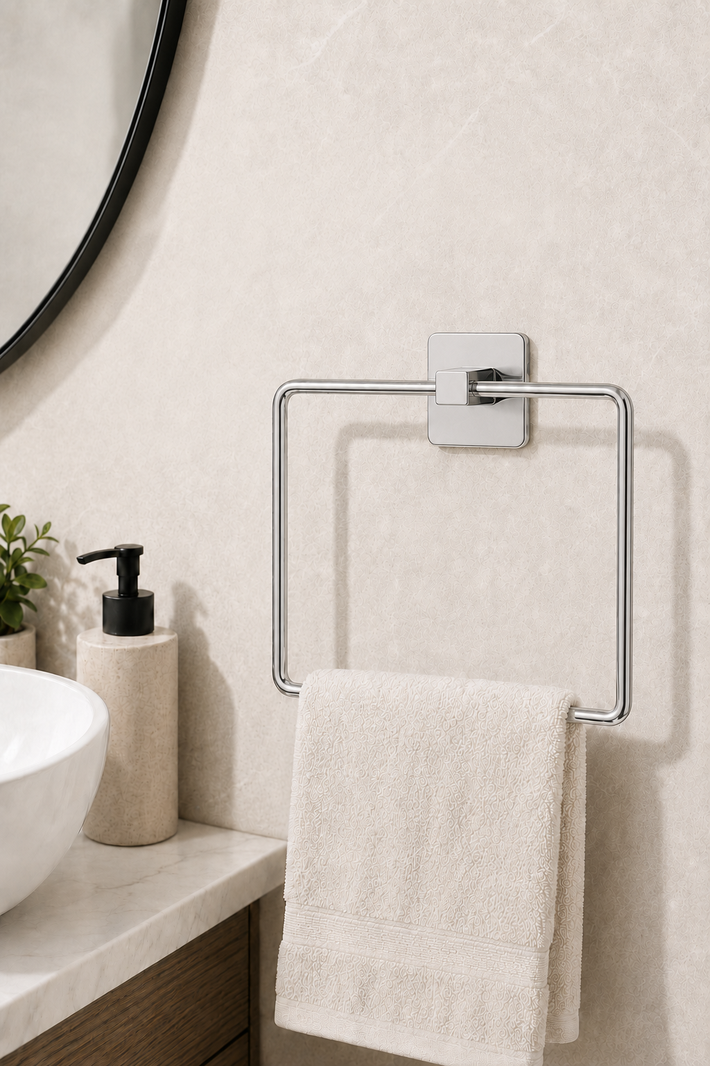 Kare Havluluk Yapışkanlı Delmesiz Matkapsız Metal Paslanmaz Çelik Banyo Askılığı El Havluluğu