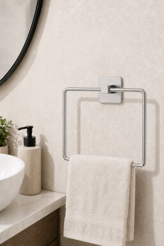 Kare Havluluk Yapışkanlı Delmesiz Matkapsız Metal Paslanmaz Çelik Banyo Askılığı El Havluluğu