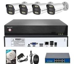 4’lü İP Kamera Seti (Montaj Dahil) 4Mp 1Tb - Full HD - Gece Görüşlü - Hareket Algılamalı