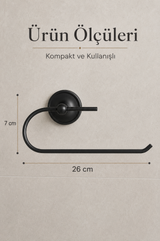 Yapışkanlı Mat Siyah Kağıt Rulo Peçetelik Tuvalet Kağıtlığı Banyo Askısı Metal Paslanmaz Çelik
