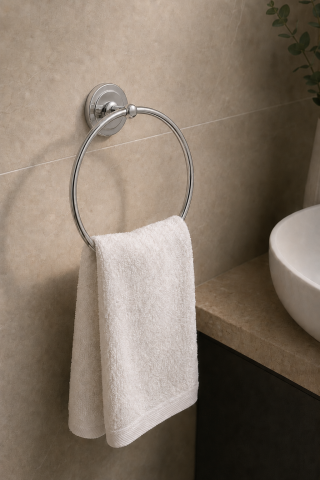 Yuvarlak Yapışkanlı Krom Yuvarlak Havluluk Banyo Askılığı Havluluğu Metal Paslanmaz Çelik