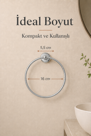Yuvarlak Yapışkanlı Krom Yuvarlak Havluluk Banyo Askılığı Havluluğu Metal Paslanmaz Çelik