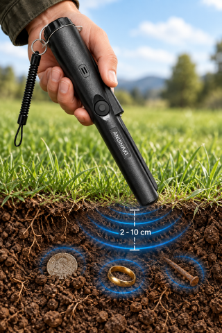 Pointer Siyah Altın Titreşimli Metal Dedektörü Pinpointer PİL + Çanta Hediye