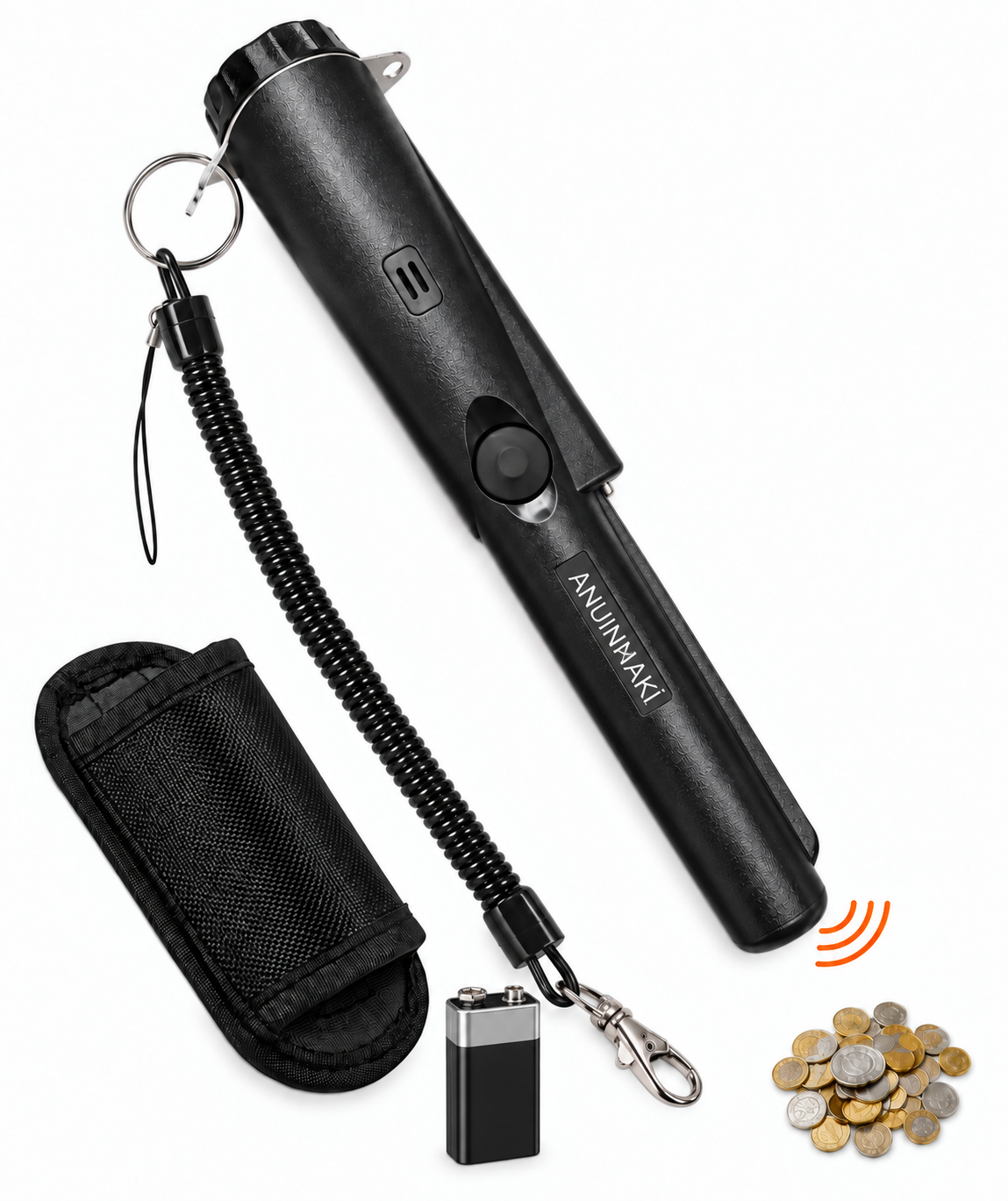 Pointer Siyah Altın Titreşimli Metal Dedektörü Pinpointer PİL + Çanta Hediye