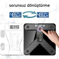 Anunnaki Dijital Akıllı Bluetooth Baskül Yağ Su Kas Vücut Kitle Endeksi Kilo Ölçer Tartı Hediye Pil