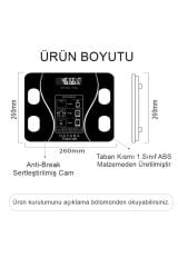 Anunnaki Dijital Akıllı Bluetooth Baskül Yağ Su Kas Vücut Kitle Endeksi Kilo Ölçer Tartı Hediye Pil