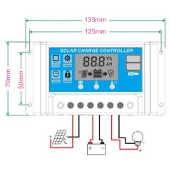 30A - 12/24V Solar Şarj Kontrol Cihazı - Regülatörü