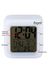 Anunnaki 7 Renk Değiştiren Xxl Dijital LCD Küp Alarmlı Takvim Termometreli Masa Saati Gece Lambası