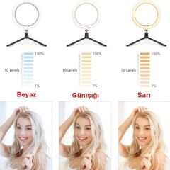 Anunnaki Tripodlu Masaüstü Led Stüdyo Canlı Yayın Ring Işığı Selfie Led Masa Lambası
