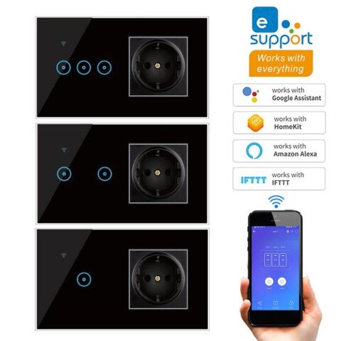 Anunnaki 3xTouch Wifi Kablosuz Dokunmatik Işık Anahtarı Priz Tuya Smart Life IOS Anroid