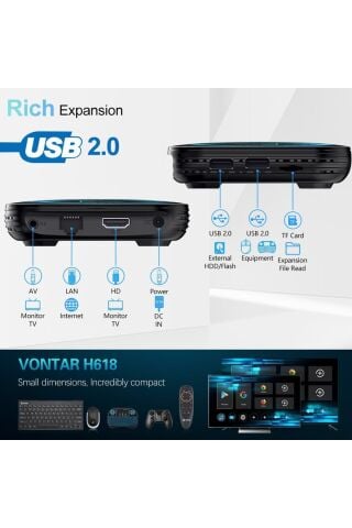 H618 Android TV Box Medya Oynatıcı Allwinner 2GB RAM 16GB ROM