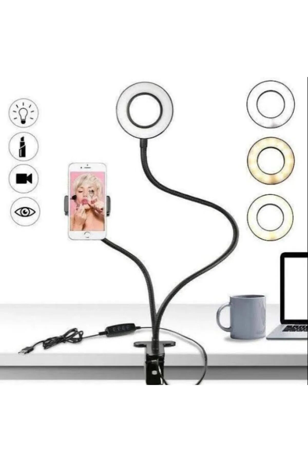 Anunnaki 2 In 1 Led Ring Light Youtuber Light Stüdyo Işığı Akrobat Selfie Led Masa Lambası