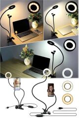 Anunnaki 2 In 1 Led Ring Light Youtuber Light Stüdyo Işığı Akrobat Selfie Led Masa Lambası