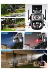 Çift Kameralı Wifi IP Kamera 360° Hareketli WiFi İç-Dış Mekan Ptz Ses Kayıtlı Güvenlik Kamerası