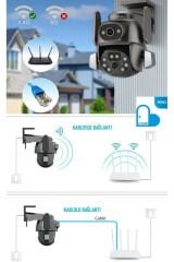 Çift Kameralı Wifi IP Kamera 360° Hareketli WiFi İç-Dış Mekan Ptz Ses Kayıtlı Güvenlik Kamerası