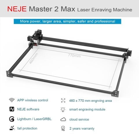 NEJE Master 2S Max 40W CNC Lazer Kesim Makinesi Ahşap Metal Kazıma Oyma Gravür 460x810mm