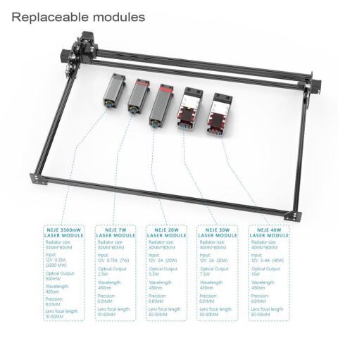 NEJE Master 2S Max 40W CNC Lazer Kesim Makinesi Ahşap Metal Kazıma Oyma Gravür 460x810mm
