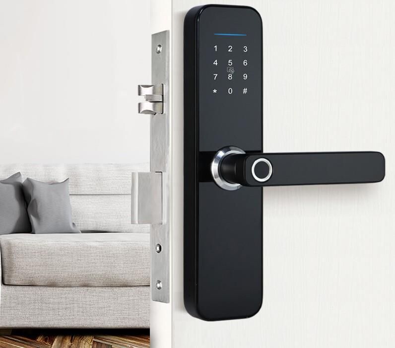 Parmak İzi Okuyuculu Akıllı Kapı Kilidi Takımı Tuya APP Wifi Şifreli Kilit Biyometrik iphone Anroid