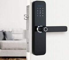 Parmak İzi Okuyuculu Akıllı Kapı Kilidi Takımı Tuya APP Wifi Şifreli Kilit Biyometrik iphone Anroid