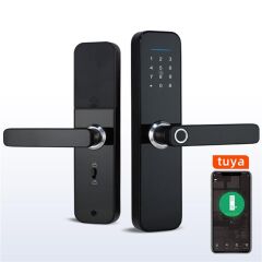 Parmak İzi Okuyuculu Akıllı Kapı Kilidi Takımı Tuya APP Wifi Şifreli Kilit Biyometrik iphone Anroid
