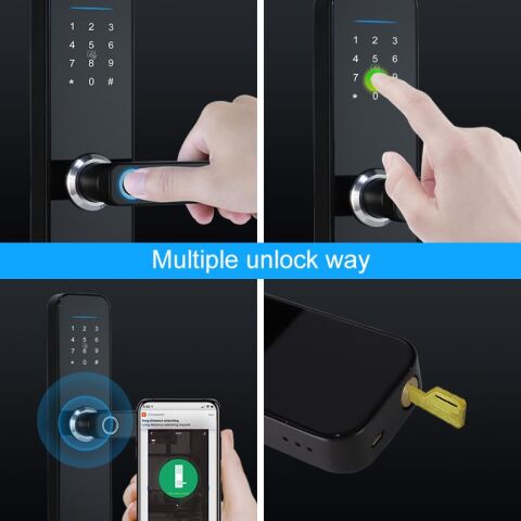 Parmak İzi Okuyuculu Akıllı Kapı Kilidi Takımı Tuya APP Wifi Şifreli Kilit Biyometrik iphone Anroid