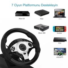 Anunnaki 900 Derece Dönebilen Titreşimli Driving Spor Yarış Direksiyon Seti Ps3 Ps4 Xbox360 One