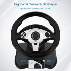 Anunnaki 900 Derece Dönebilen Titreşimli Driving Spor Yarış Direksiyon Seti Ps3 Ps4 Xbox360 One