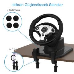 Anunnaki 900 Derece Dönebilen Titreşimli Driving Spor Yarış Direksiyon Seti Ps3 Ps4 Xbox360 One