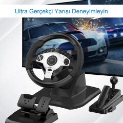 Anunnaki 900 Derece Dönebilen Titreşimli Driving Spor Yarış Direksiyon Seti Ps3 Ps4 Xbox360 One
