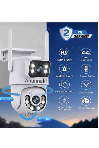 Ip Ptz Full HD Wifi Güvenlik Kamerası V380 Pro Smart Gece Görüşlü Ses Kayıtlı Çift Lensli Kamera