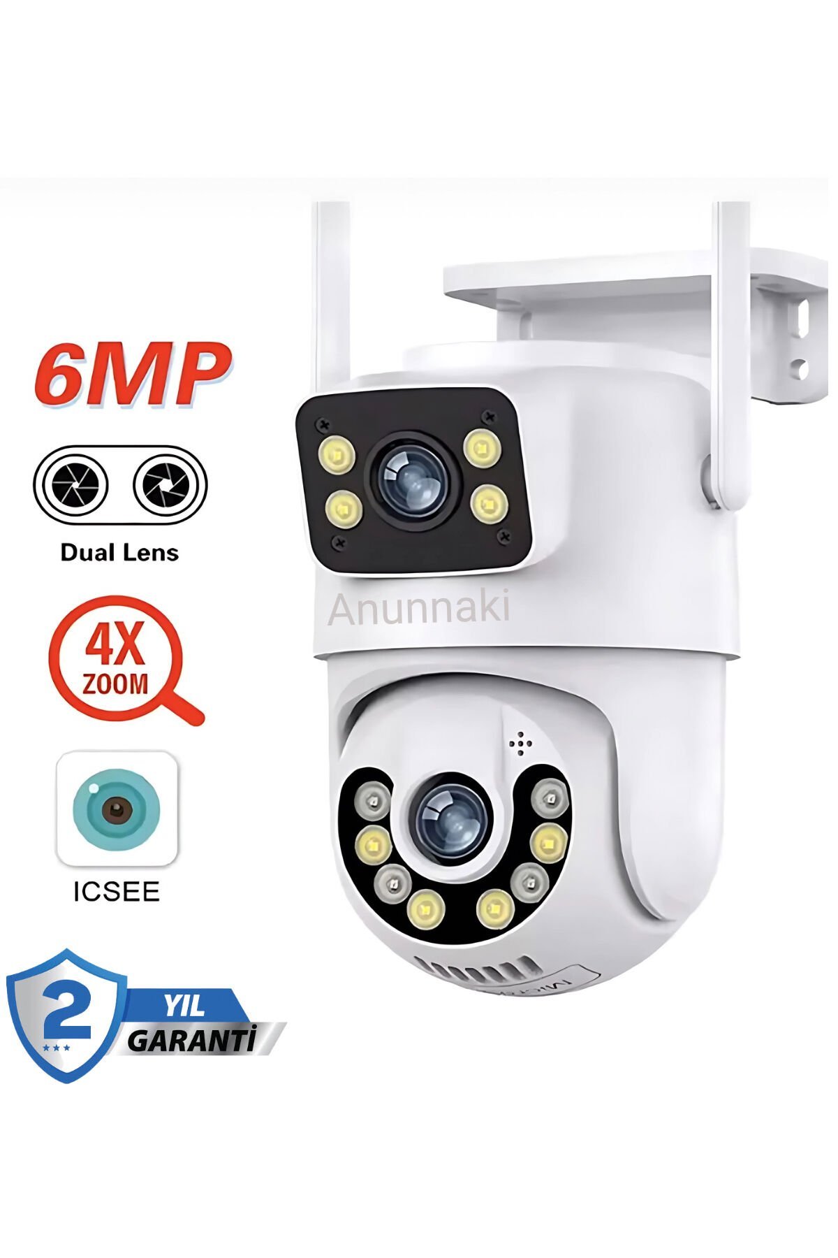 Ip Ptz Full HD Wifi Güvenlik Kamerası icSee Smart Gece Görüşlü Ses Kayıtlı Çift Lensli Kamera
