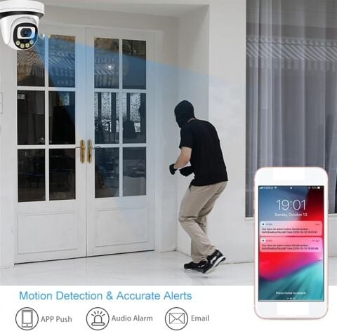 4Mp 4k Dome IP Kamera 2.8mm Geniş Açılı Gece Görüşlü Mikrofonlu Ses Kayıtlı Onvif Led Aydınlatmalı