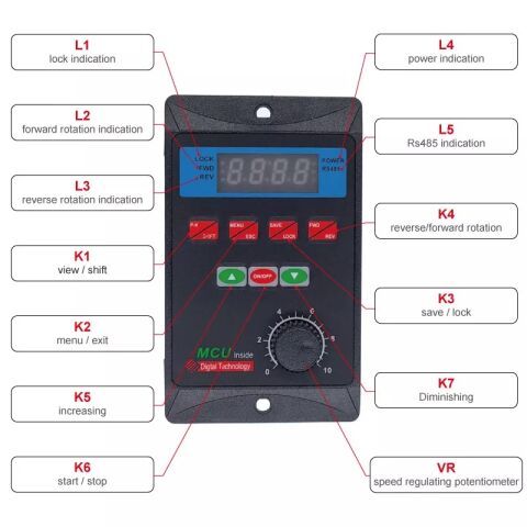 RS485 Tek Fazlı Giriş Üç Fazlı Çıkış Motor Hız Kontrolörü 400W 750W