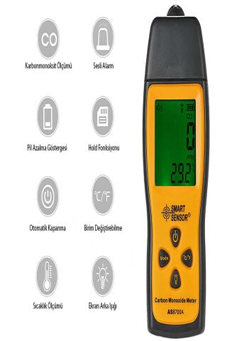 Smart Sensor As8700A Akıllı Sensör El Tipi Karbonmonoksit CO Gazı Kaçak Dedektörü