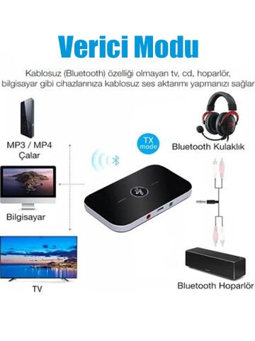 TV Hoparlör Kulaklık Telefon Aux Bluetooth Müzik Alıcı Verici