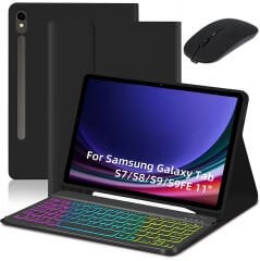 Samsung Galaxy Tab S9 Fe Klavyeli Kılıf Mouse Renkli S7-S8-S9-S9FE 11inch Mouse ve Klavye